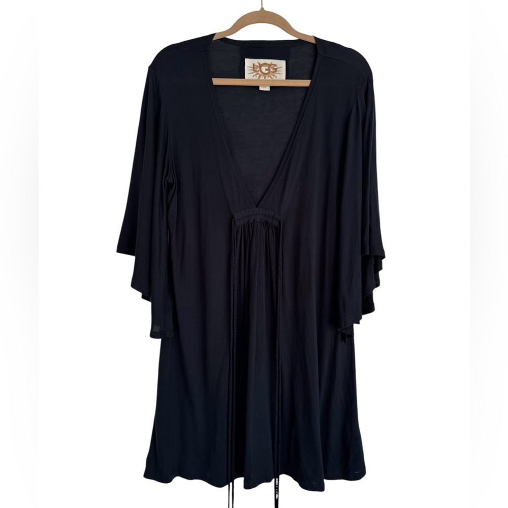 UGG Australia Black Tunic Beach Coverup Flowy Swim Resort Wear Vacation O/S - Picture 5 of 8